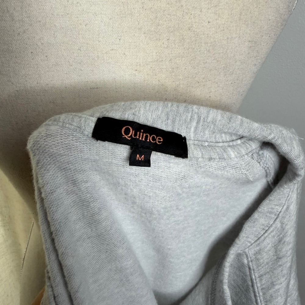 Quince SuperSoft Fleece Sweater Crew Raglan Heather Grey Women's Size Medium M - Picture 6 of 8